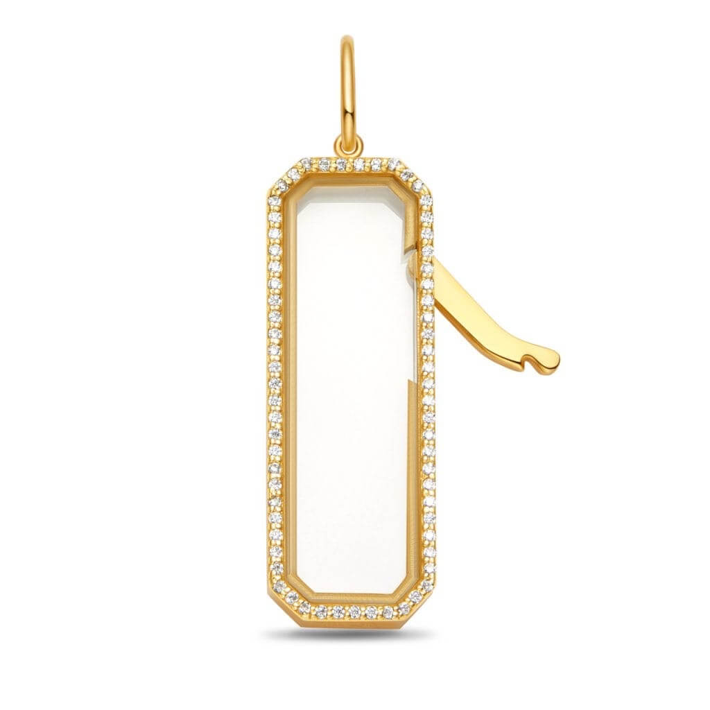 locket personnalisé rectangle strass doré