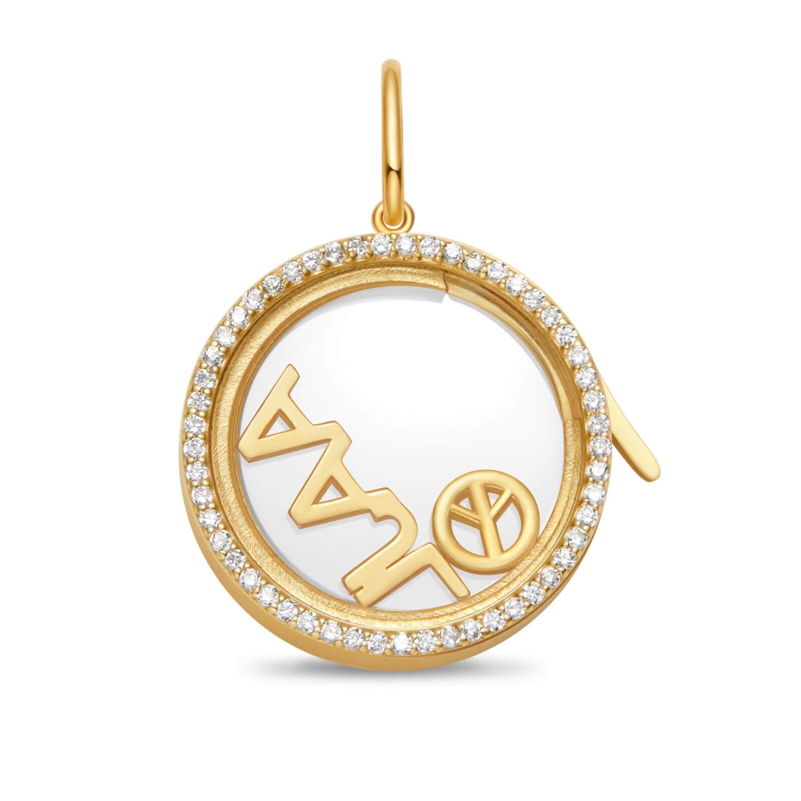 locket personnalisé rond strass doré