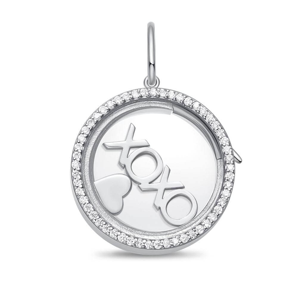 locket personnalisé rond strass argenté